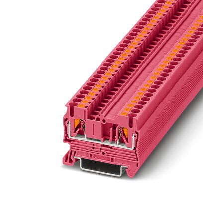 Phoenix Contact Feed-Through Terminal Block; PT 2.5 PK ; 20A; 600V; 1-Level; #26 - #12; Push-In Connection; Pink